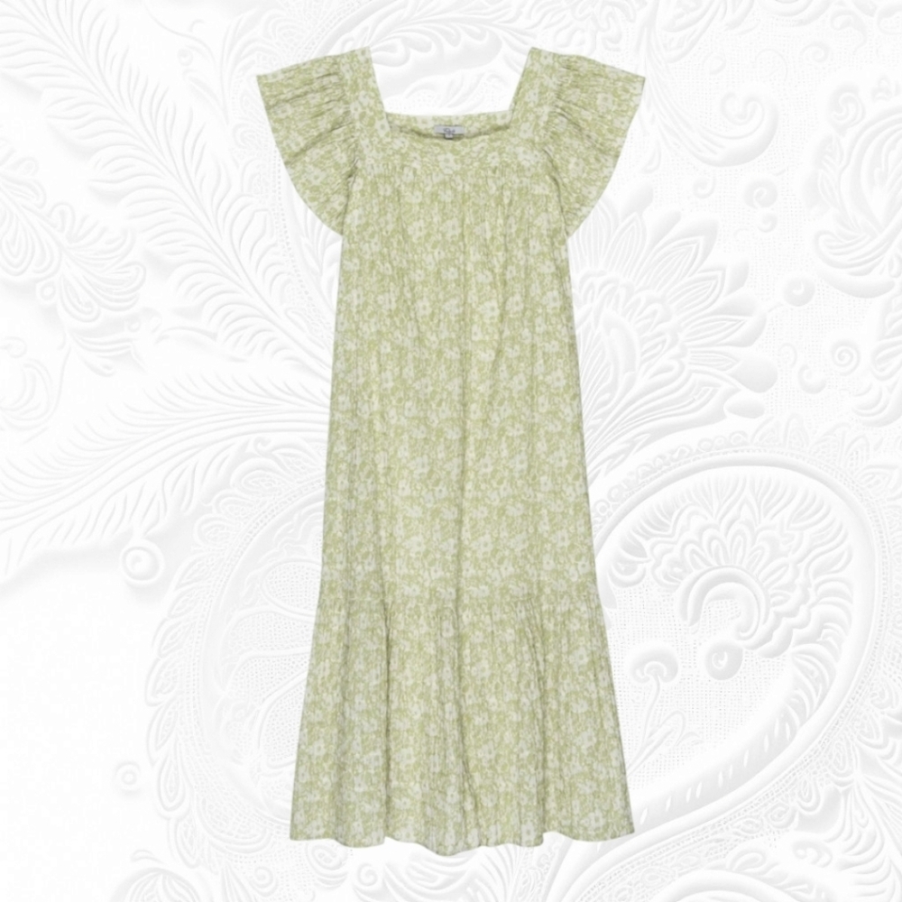 NWOT Rails Floral Skylar Posies Green & White Midi Dress Size Medium
